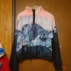 Justice Pink and Blue Mountain Print Sweater